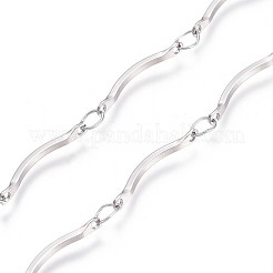 Tarnish Resistant Handmade 304 Stainless Steel Scalloped Bar Link Chains&nbsp;CHS-L024-006P