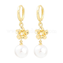 Valentine's Day Flower Brass Hoop Earrings&nbsp;EJEW-Z164-03G