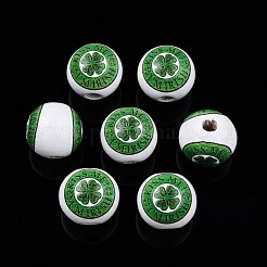 Saint Patrick's Day Theme Printed Wooden Beads&nbsp;WOOD-D006-07