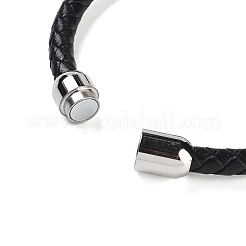 Natural Amethyst Round Bead Braided Leather Cord Bracelets for Men Women&nbsp;BJEW-A009-11P-10