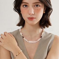 5Pcs Natural Rose Quartz Connector Charms&nbsp;G-BC0001-56B