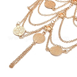 Bohemian Multi-layer Chain Alloy Coin Tassel Toe Ring Anklets for Women&nbsp;AJEW-B107-01KCG