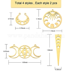 8Pcs 4 Style 201 Stainless Steel Pendants&nbsp;STAS-SZ0002-43
