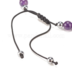 Natural Gemstone & Synthetic Hematite Braided Bead Bracelet for Women&nbsp;BJEW-JB08181