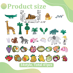 2 Sets 2 Style Fruit and Plants Theme Polyester Computerized Embroidery Iron on/Sew on Patches&nbsp;PATC-WR0001-09