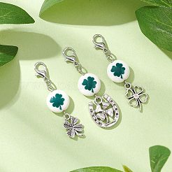 3Pcs Clover Synthetic White Jade Pendant Decorations&nbsp;HJEW-JM02913