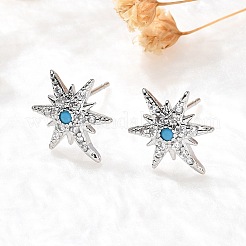 Star Brass Micro Pave Cubic Zirconia Ear Studs&nbsp;EJEW-D304-36P