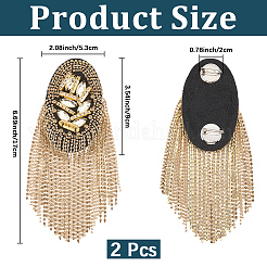 2Pcs Felt & Iron & Rhinestone Tassel Epaulette&nbsp;AJEW-CN0007-74A-G