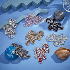 7Pcs 7 Colors Bowknot Glitter Hotfix Rhinestone&nbsp;DIY-FG0002-30