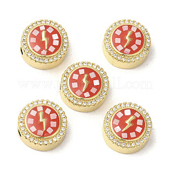 Brass Micro Pave Cubic Zirconia Beads&nbsp;KK-K385-002G
