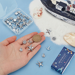40Pcs 4 Styles Marine Theme Alloy Rhinestone Slide Charms&nbsp;FIND-SC0010-37
