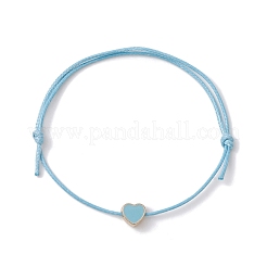 Alloy Enamel Heart Braided Bead Bracelet&nbsp;BJEW-JB09737-06