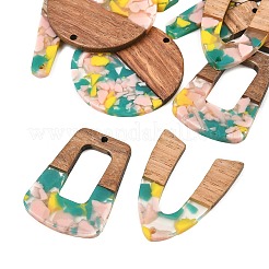 Walnut Wood & Transparent Resin Pendants&nbsp;WD-CBA583A-10