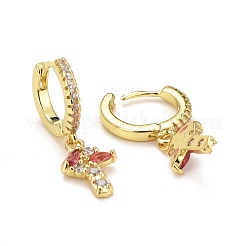 Rack Plating Brass Micro Pave Cubic Zirconia Huggie Hoop Earrings&nbsp;EJEW-F278-16-G