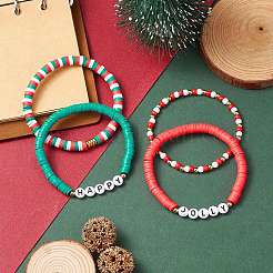 4Pcs 4 Style Polymer Clay Heishi Surfer Stretch Bracelets Set&nbsp;BJEW-TA00268