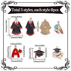 40Pcs 5 Styles Graduation Season Theme Alloy Enamel Pendants&nbsp;ENAM-SC0005-81