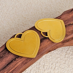 304 Stainless Steel Heart Pendant Cabochon Settings&nbsp;PW-WGB4066-02
