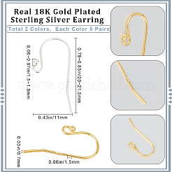 2 Colors 925 Sterling Silver Earring Hooks&nbsp;STER-BBC0006-24B