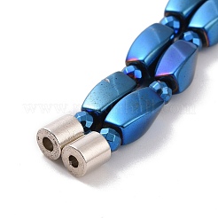 Synthetic Hematite Twist Rectangle & Round Beaded Necklace with Magnetic Clasp for Men Women&nbsp;G-C006-09BL
