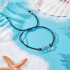 1Pc Adjustable Alloy & Waxed Cord Anklets for Women&nbsp;AJEW-LP0007-58B