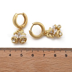 Brass Micro Pave Clear Cubic Zirconia Hoop Earrings&nbsp;EJEW-R016-06G