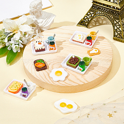 Resin Dollhouse Miniature Toast Bread & Omelette Jam Plate Cup Spoon Set&nbsp;DJEW-FG0001-17
