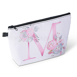 Flower & Letter Pattern Polyester Cosmetic Zipper Pouches&nbsp;ABAG-TAC0035-03M