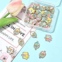 30Pcs 3 Styles Alloy Crystal Rhinestone and ABS Imitation Pearl Connector Charms&nbsp;ENAM-FS0003-71G