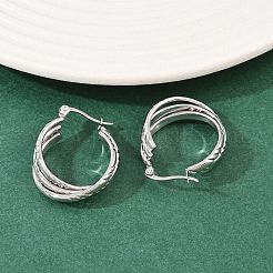 304 Stainless Steel Triple Twist Ring Stud Earrings&nbsp;EJEW-P324-09P