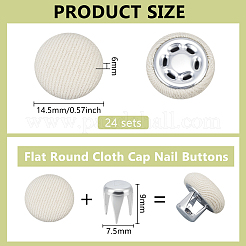 24 Bags Flat Round Cloth Cap Nail Buttons&nbsp;BUTT-BC0001-21E