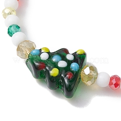 Round & Christmas Tree Glass Beaded Stretch Bracelets for Women&nbsp;BJEW-TA00503
