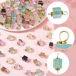 100Pcs Glitter Frosted Glass Cube Connector Charms&nbsp;PALLOY-FS00042-02