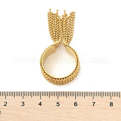 Round Ball Tassel 304 Stainless Steel Cuff Rings for Women&nbsp;RJEW-U039-03G