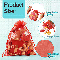 60Pcs 6 Styles Rectangle Organza Bags Jewellery Storage Pouches Wedding Favour Party Mesh Drawstring Gift&nbsp;OP-TA0001-07
