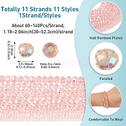 11 Strands 11 Styles Electroplate Glass Beads Strands&nbsp;EGLA-TA0003-01B