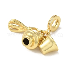 Rack Plating Brass Micro Pave Clear Cubic Zirconia European Dangle Charms&nbsp;KK-P272-12G