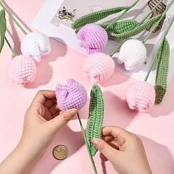 9Pcs 3 Colors Polyester with Iron Wire Artificial Tulip Flower&nbsp;AJEW-SC0031-42B