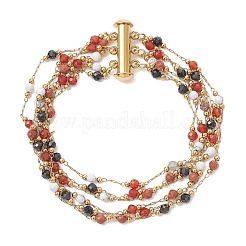 304 Stainless Steel with Gemstone Multi-strand Link Chain Bracelets for Women&nbsp;BJEW-JB12985
