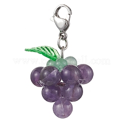 4Pcs 4 Styles Grape Natural Green Aventurine & Hemimorphite & Rose Quartz & Carnelian & Amethyst Pendant Decoration&nbsp;HJEW-TA00293