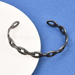 316 Surgical Stainless Steel Oval Link Chain Cuff Bangles&nbsp;BJEW-C125-03AS