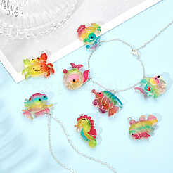36Pcs 9 Styles Ocean Theme Transparent Resin Pendants&nbsp;RESI-CA0001-46