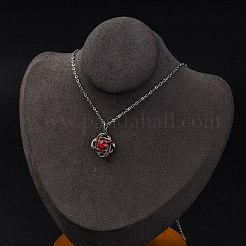 304 Stainless Steel Hyacinth Rhinestone Criss-cross Pendant Cable Chain Necklaces for Women&nbsp;STAS-Z114-21P