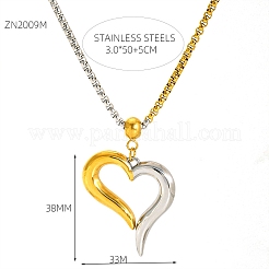 Valentine's Day 304 Stainless Steel Two Tone Heart Pendant Necklaces for Women&nbsp;WG29D85-01