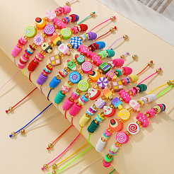 12Pcs Polymer Clay Beads Braided Bead Bracelets&nbsp;FS-WGD3FD0-01
