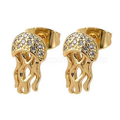 Brass Micro Pave Clear Cubic Zirconia Earrings&nbsp;EJEW-D328-03G-05