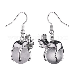 Natural Quartz Crystal Frog Dangle Earrings&nbsp;EJEW-A092-13P-01