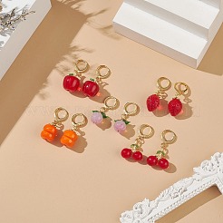 Fruit Handmade Lampwork Pendants Dangle Earrings&nbsp;EJEW-JE05123