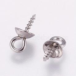 Tarnish Resistant 201 Stainless Steel Peg Bails Pendants for Half-driled Beads&nbsp;STAS-K148-12B
