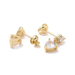 Clear Cubic Zirconia Heart Dangle Stud Earrings&nbsp;EJEW-G315-05G