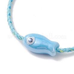 5Pcs Fish Handmade Porcelain Beads Slider Bracelets for Women&nbsp;BJEW-JB13174